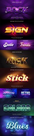 Editable font and 3d effect text design collection illustration 77