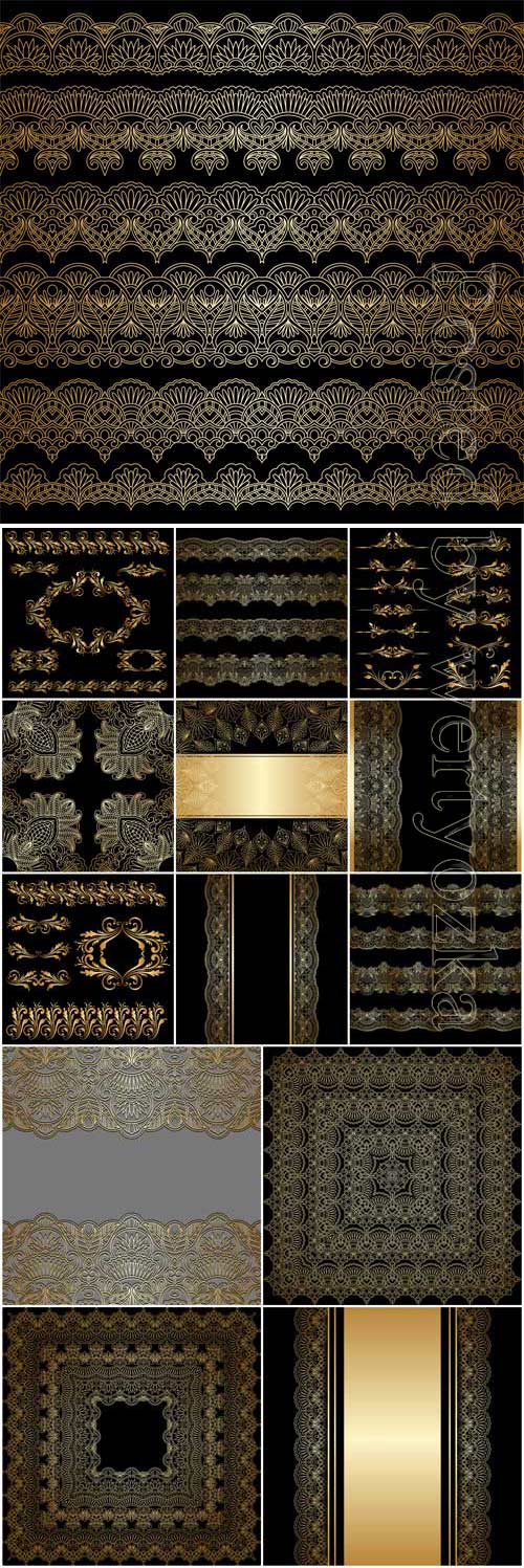 Gold ornaments and decorative elements in vector