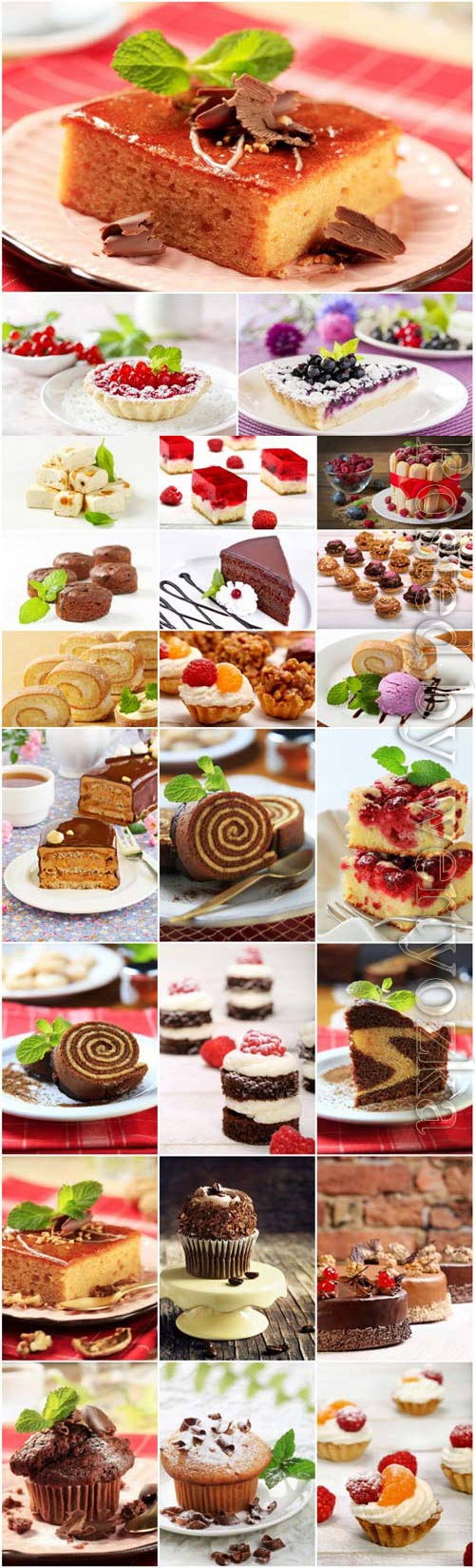 Desserts, muffins and cakes with berries stock photo