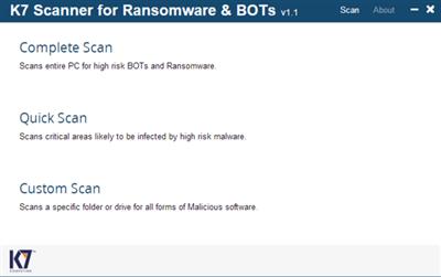 K7 Scanner for Ransomware & BOTs  1.0.0.83