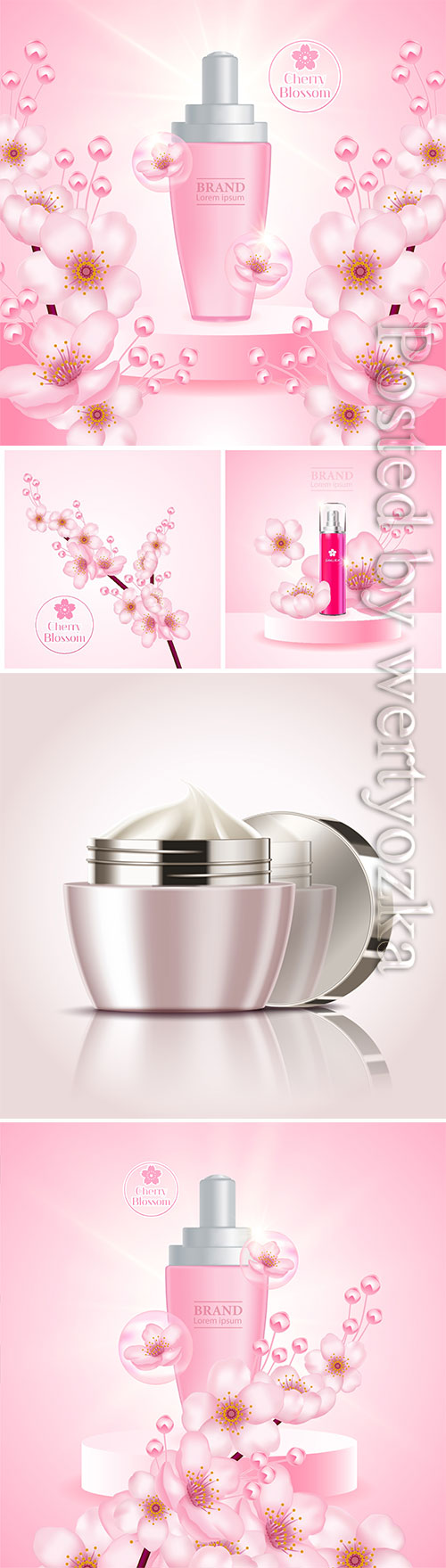 Cherry blossom cream serum product illustration