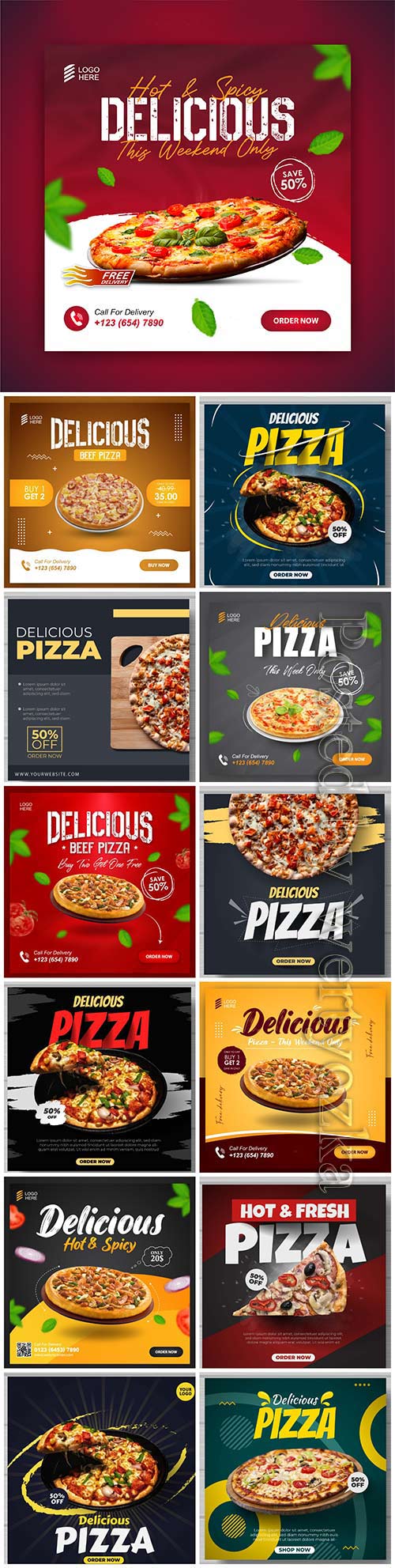 Pizza food social media promotion and banner post template