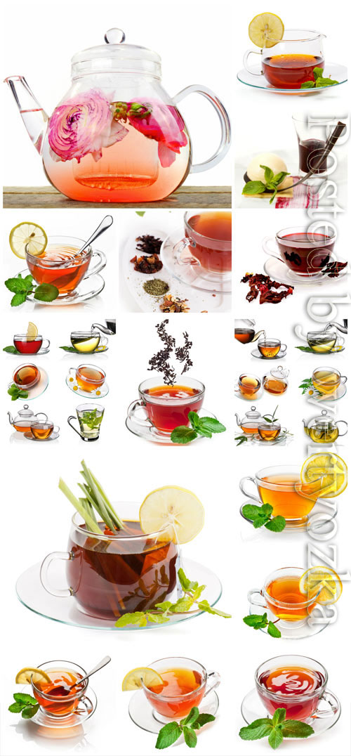 Tea with mint and lemon stock photo