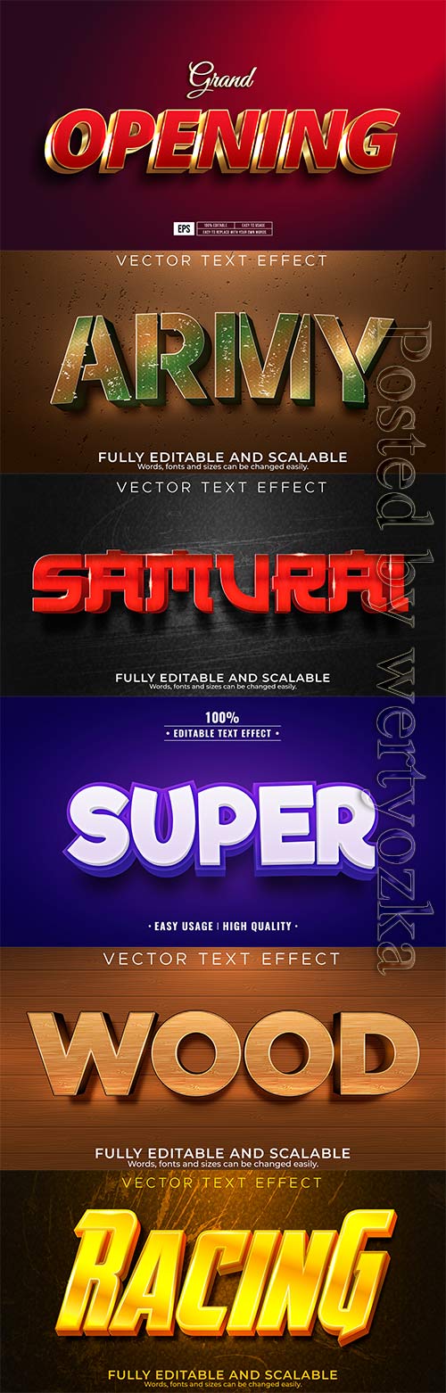 3d editable text style effect vector vol 495