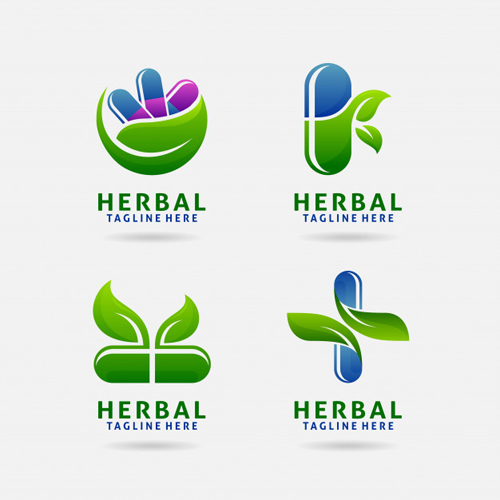 Herbal capsule logo vector design