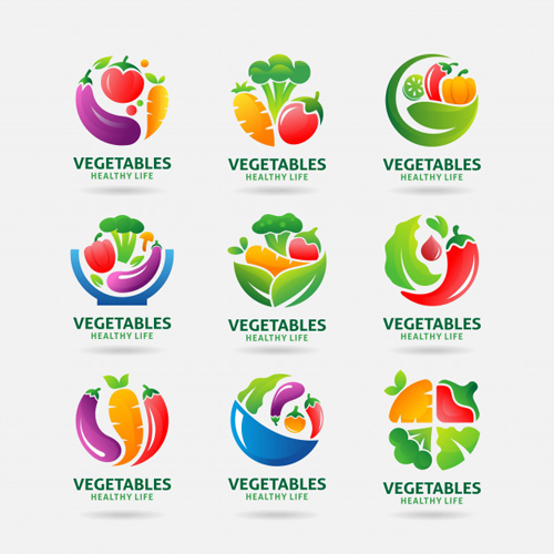 Collection of vegetables logo vector design