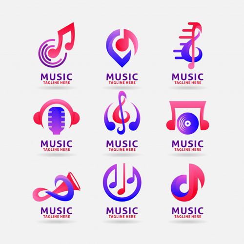 Collection of music logo vector design
