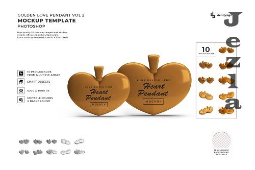 Valentine Golden Heart Pendant Mockup Template Bundle 2 - 1425584