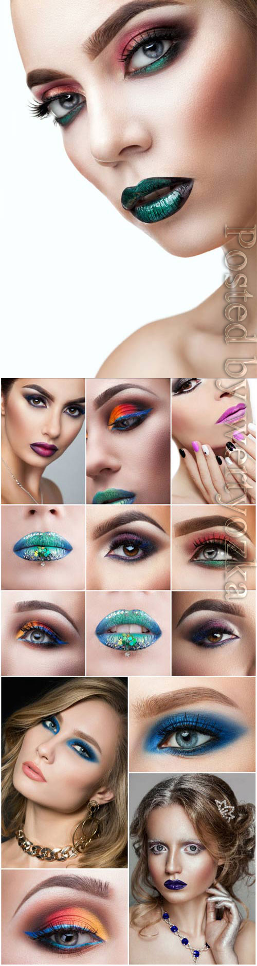 Girls with beautiful fashion makeup stock photo